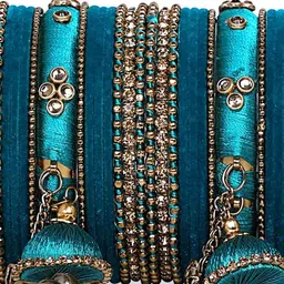 leshya Set Of 30 Stone Studded & Beaded Bangles With Large Jhumki Bells image 3