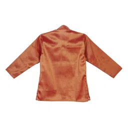 Sethukrishna Boys Rust Orange & White Solid Kurta with Pyjamas image 2