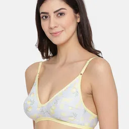 Clovia Yellow & Blue Printed Non-Wired Non Padded Everyday Bra BR0227H0232B image 2