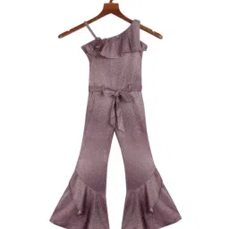 Tiny Girl Kids Purple Textured Jumpsuit With Ribbon Belt-picture-38