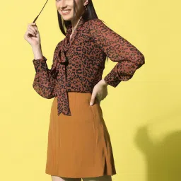 SELVIA Brown & Black Animal Print Top image 3