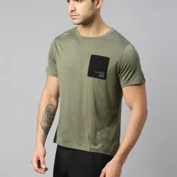 Dida Green Polyster Regular Fit Solid T-Shirt image 3
