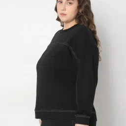Vero Moda Curve Black Cotton - Organic Relaxed Fit Sweatshirts image 3