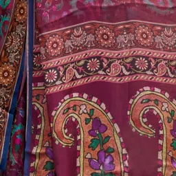 Odette Maroon Printed Saree image 3