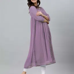 Janasya Purple Embroidered Kurta image 3