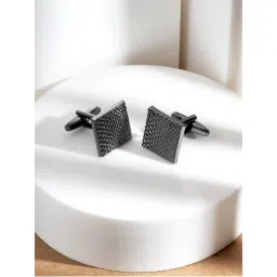 Peora Black Silver Two Tone Cufflinks for Men image 3
