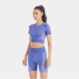 Domyos by Decathlon Bright Indigo Plain Crop T-Shirt image 3