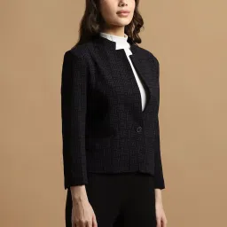 Allen Solly Black Cotton Printed Blazer image 3