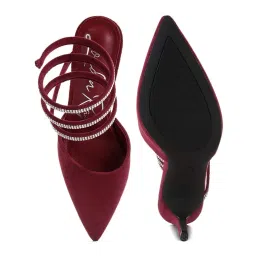London Rag Women's Burgundy Mule Stilettos image 3