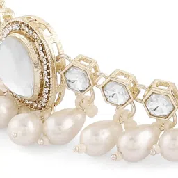 Zaveri Pearls Gold Tone Austrian Diamonds Artificial Stones & Beads Necklace & Earring Set for Women image 3