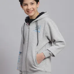Monte Carlo Kids Grey Melange Printed Full Sleeves Sweatshirt image 3