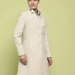 MADAME Off White Plain Long Coat image 3