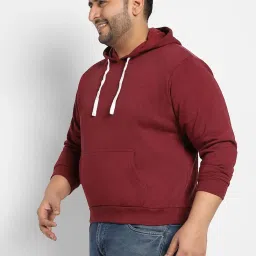 Instafab Plus Maroon Cotton Regular fit Plus Size Hooded Sweatshirt image 3