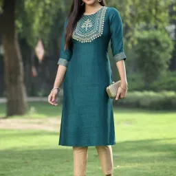 Juniper Green Embroidered Kurta image 3