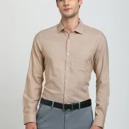 Turtle Brown Cotton Slim Fit Dobby Shirt-picture-15