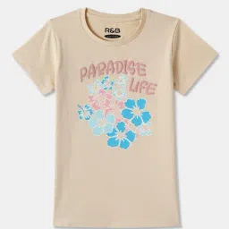 R&B Kids Beige Graphic Regular Fit T-Shirt-picture-28