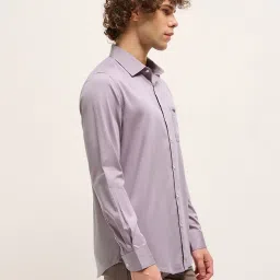 The Bear House Purple Cotton Tailored Fit Solid Formal Shirt image 3