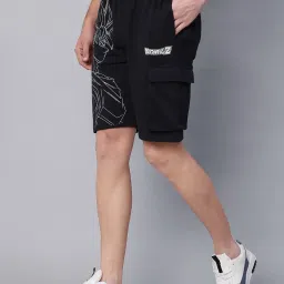 Free Authority Navy Blue Regular Fit Printed Shorts image 3