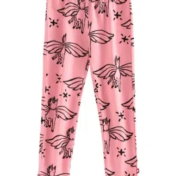 Nino Bambino Kids Pink Organic Cotton Printed Leggings-image-89