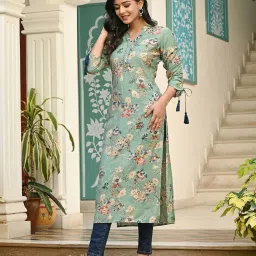 Meeranshi Green Printed Straight Kurta image 3