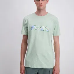 Lindbergh Mint Green Printed Round Neck T-Shirt-image-27