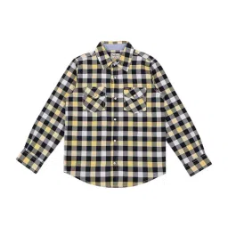 Pepe Jeans Boys Yellow & Black Cotton Chequered Full Sleeves Shirt-picture-16