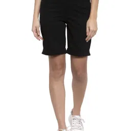 Global Republic Black Cotton High Rise Shorts-picture-21