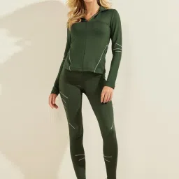 Guess Green Solid Full Sleeves Sweatshirt image 3