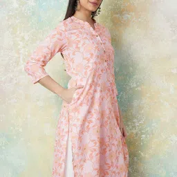 Melange by Lifestyle Peach Printed Straight Kurta image 3