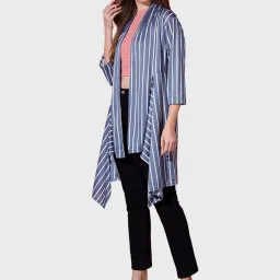 BUYNEWTREND Grey Striped Shrug image 3