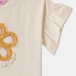 R&B Kids Beige Applique Regular Fit Top image 3