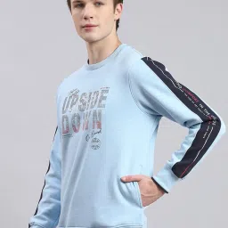 Monte Carlo Light Blue Regular Fit Printed Sweatshirt image 3