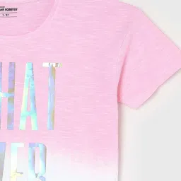 Fame Forever by Lifestyle Pink & White Applique Regular Fit T-Shirt image 3