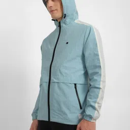 Allen Solly Blue Regular Fit Colour Block Hooded Jacket image 3