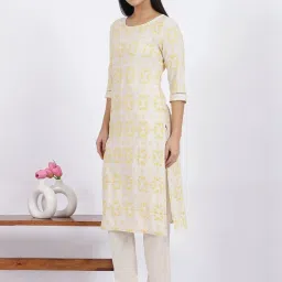 W Beige Embroidered Kurta image 3