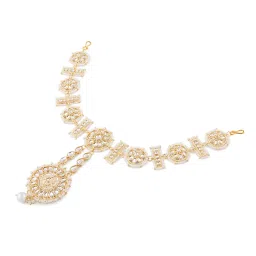 Zaveri Pearls Gold Tone Bridal Kundan Push Back Mathapatti Style Maangtikka-ZPFK12911 image 3