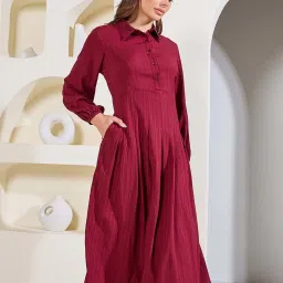 Styli Red Cotton A-Line Dress image 3