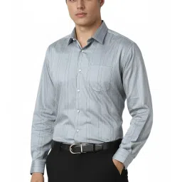 Van Heusen Grey Cotton Regular Fit Striped Shirt image 3