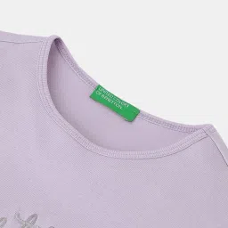 United Colors of Benetton Kids Purple Cotton Printed T-Shirt image 3