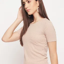 MADAME Beige Slim Fit Crop Top image 3