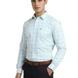 Allen Solly Blue Cotton Slim Fit Checks Shirt image 3