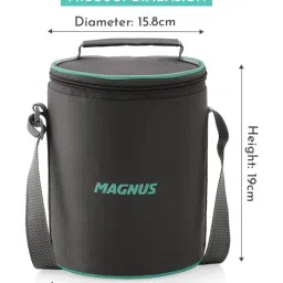 Magnus Glock Green Borosilicate Glass Round Containers Lunch Box with Vertical Pouch - Set of 3 image 3