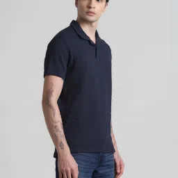Jack & Jones Navy Blazer Cotton Regular Fit Texture Polo T-Shirt image 3
