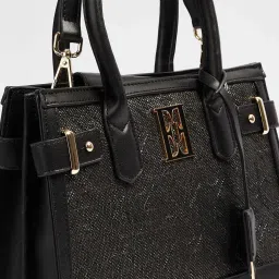 Elle Black Textured Handbag image 3