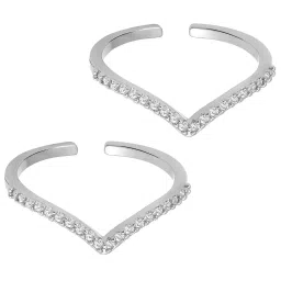 Peora CZ Silver Plated Adjustable Fancy Toe Ring Stylish Bichiya Daily Regular Jewellery for Women image 3