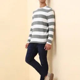 Allen Solly White Cotton Regular Fit Striped T-Shirt image 5