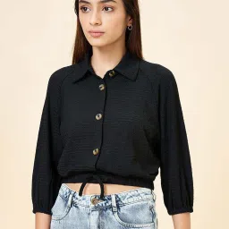 Coolsters by Pantaloons Girls Jet Black Textured Casual Tops & Tees image 3