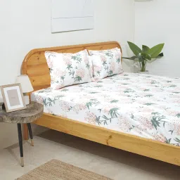 Westside Home Pink Floral Double Bed Flat Sheet & Pillowcase Set image 3