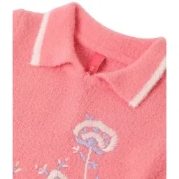 Blue Giraffe Kids Peach Solid Full Sleeves Sweater image 3