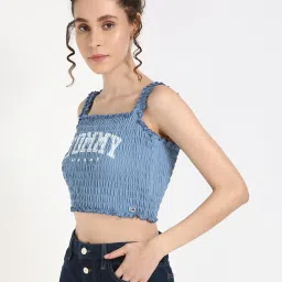 TOMMY HILFIGER Blue Cotton Print Sleeveless Top image 3